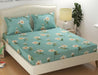 Glace Cotton Double Bedsheet with 2 Pillow Covers (Golden Green Flower) - WoodenTwist