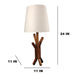 Vrikshya Wooden Table Lamp with Brown Base and Premium White Fabric Lampshade - WoodenTwist