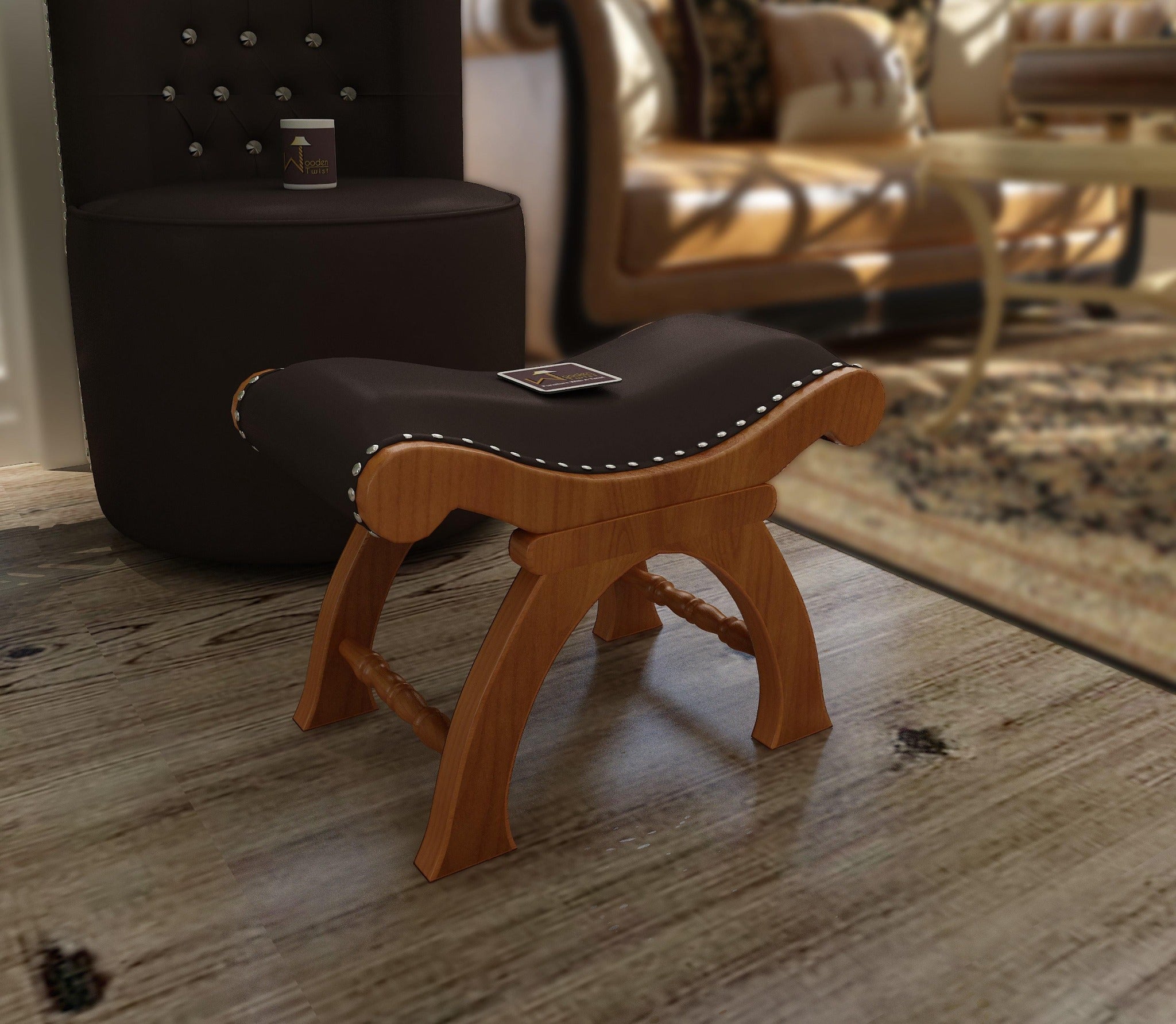 Wooden Stool Chair with Cushion - WoodenTwist