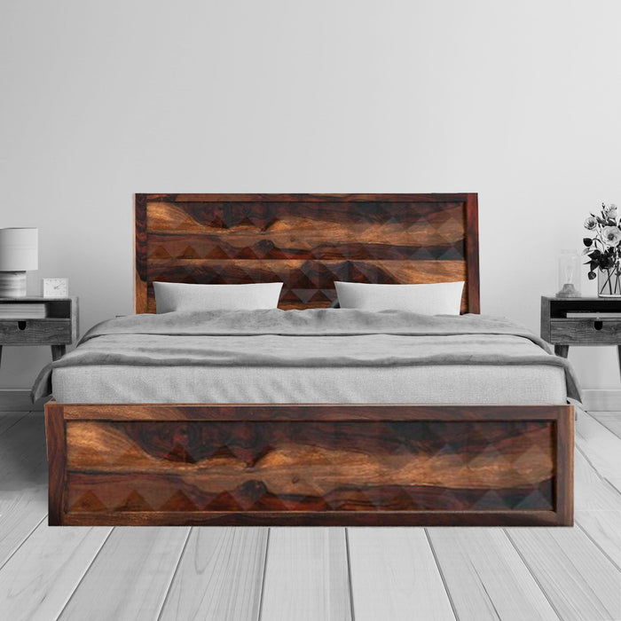 DIMOND BED QUEEN Sheesham Wood (Honey Finish) - WoodenTwist