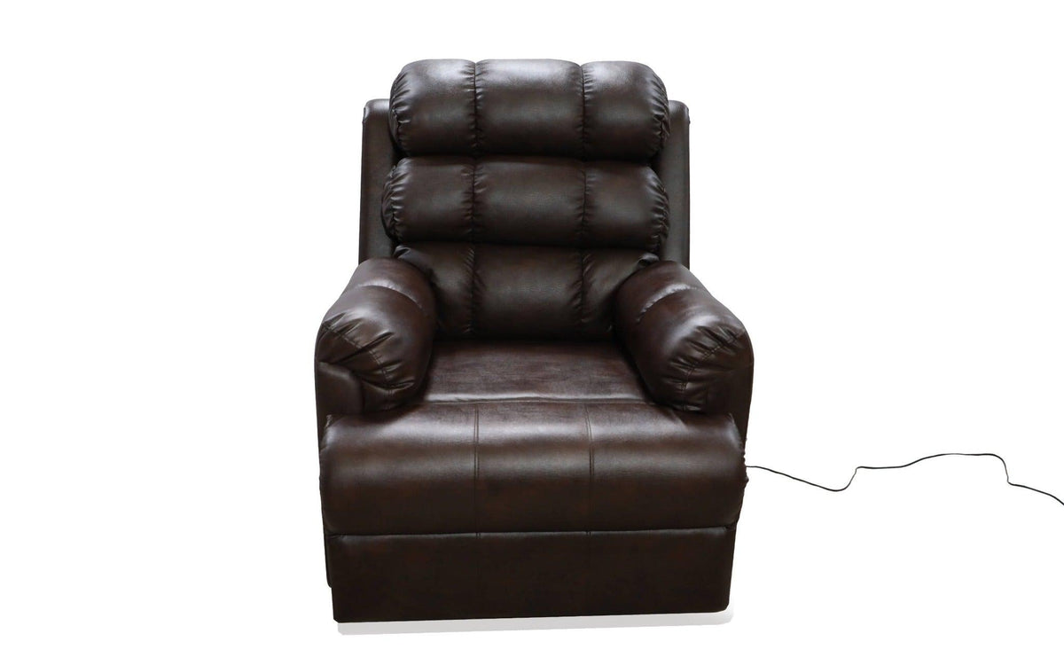 Leatherette 1 Seater Motorised Mechanism Recliner (Dark Brown) - WoodenTwist