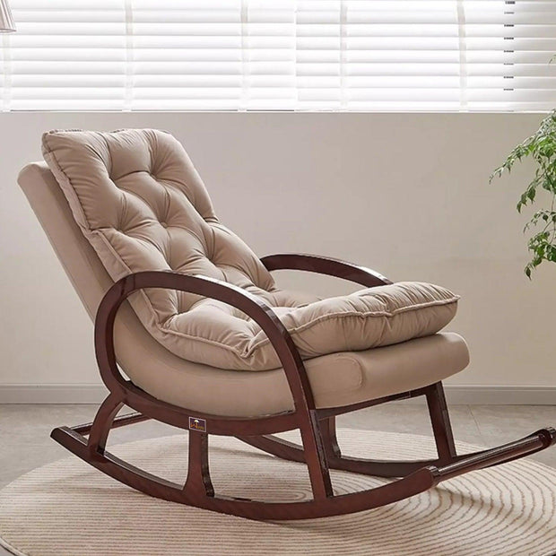 Wooden Rocking Chair Colonial and Traditional Super Comfortable Cushion (Walnut Finish) - WoodenTwist