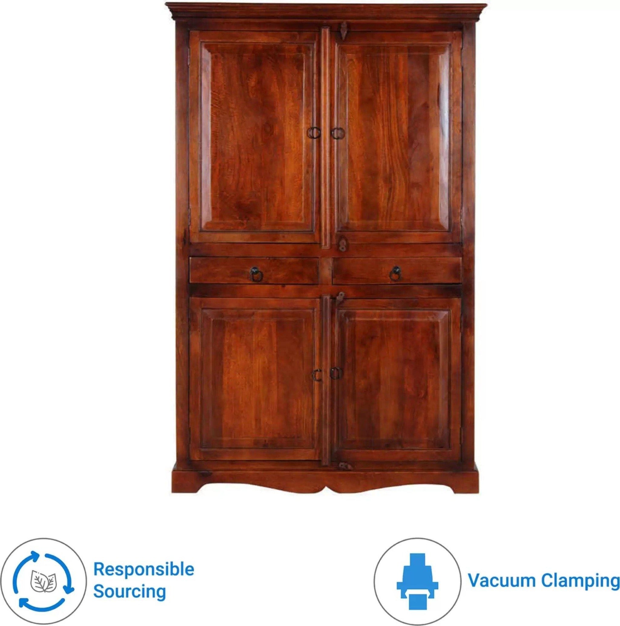 Selten Solid Teak WoodPremium Teak Wood Wardrobe 4 Door Wardrobe - WoodenTwist