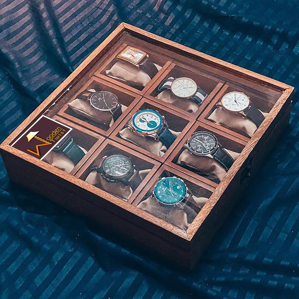 Wooden Twist Wooden Watch Box With 9 Compartments