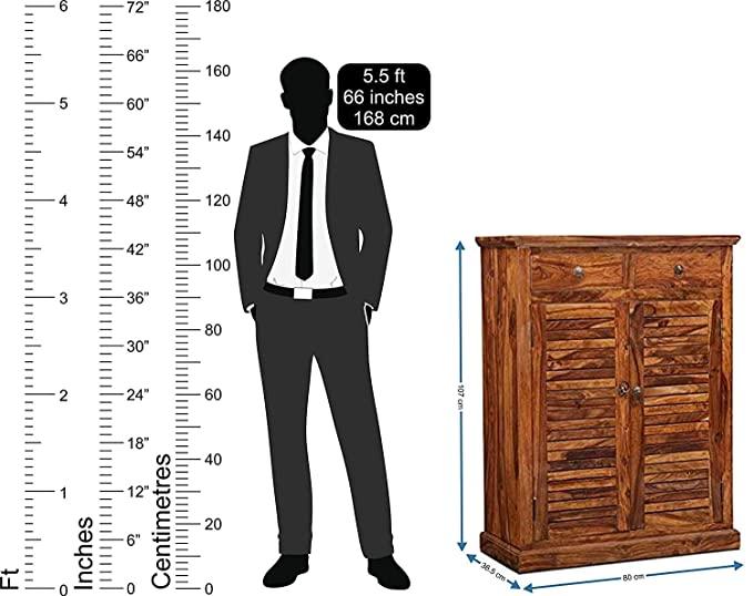 Shoe Rack (Two Drawers & Two Doors) - WoodenTwist