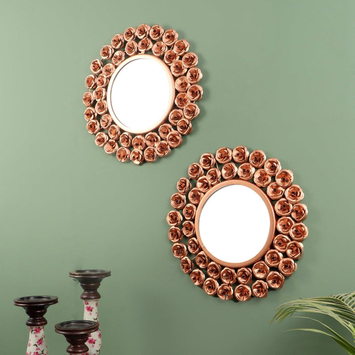 Rose Mirror Wall Decor Set of 2 - WoodenTwist