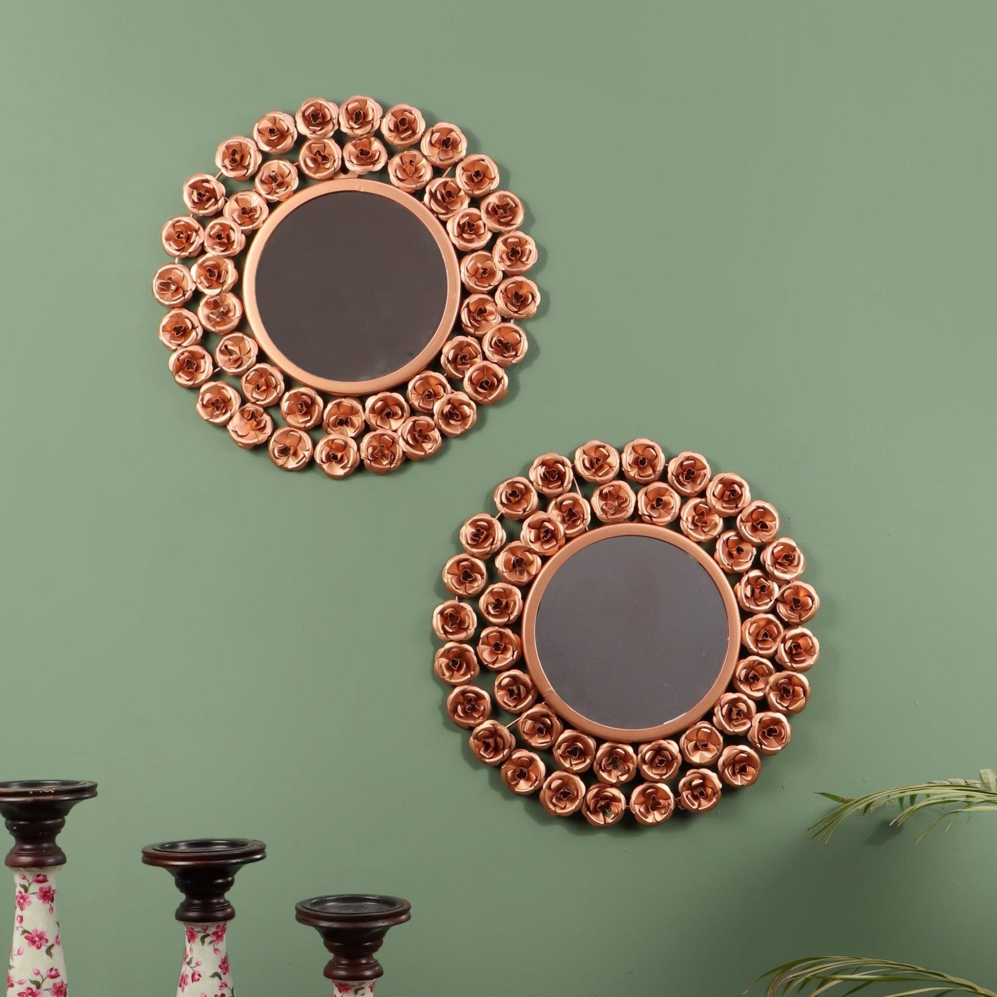 Rose Mirror Wall Decor Set of 2 - WoodenTwist