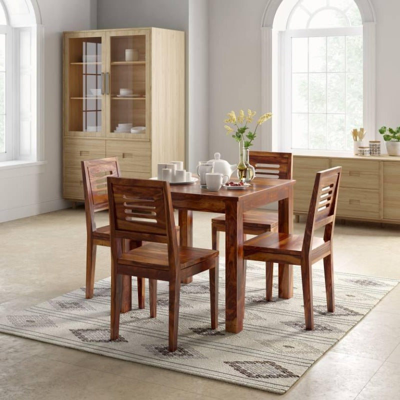 Premium Solid Teak Wood 4 Seater Dining Set - WoodenTwist