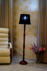 Floor Lamp Black & Brown with Conical Shade (Bulb Not Included) - WoodenTwist