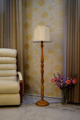 Floor Lamp Camel & Brown with Cylindrical Shade (Bulb Not Included) - WoodenTwist