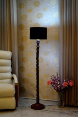 Floor Lamp Brown & Black with Conical Shade (Bulb Not Included) - WoodenTwist