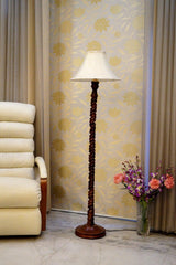 Floor Lamp Dark Brown & Cream with Conical Shade (Bulb Not Included) - WoodenTwist