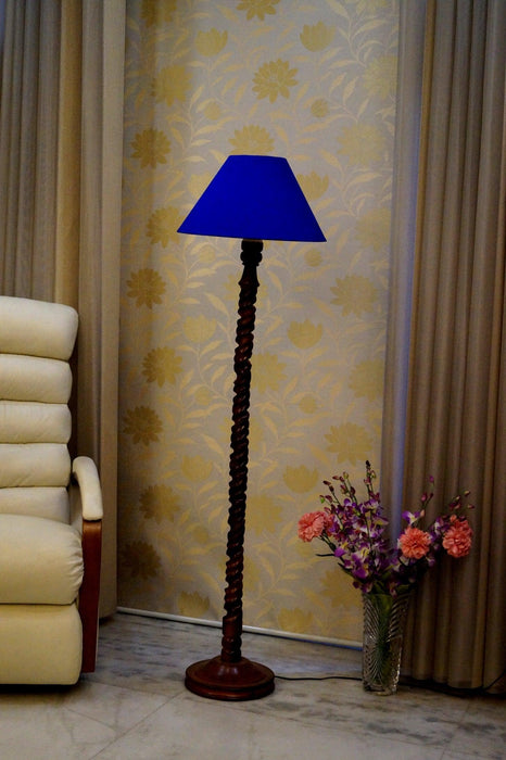 Floor Lamp Blue & Black with Conical Shade (Bulb Not Included) - WoodenTwist