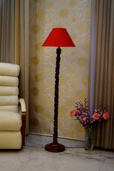 Floor Lamp Dark Brown & Black with Conical Shade (Bulb Not Included) - WoodenTwist