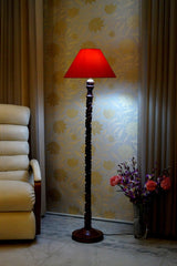 Floor Lamp Dark Brown & Black with Conical Shade (Bulb Not Included) - WoodenTwist