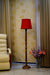 Mango Wood Floor Lamp (Brown & Red with Cylindrical Shade) - WoodenTwist