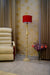 Floor Lamp Brown & Red with Conical Shade (Bulb Not Included) - WoodenTwist