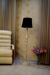 Mango Wood Floor Lamp Brown & Black with Conical Shade (Bulb Not Included) - WoodenTwist