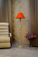 Mango Wood Floor Lamp Orange with Conical Shade (Bulb Not Included) - WoodenTwist