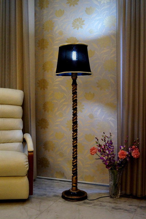 Classic Floor Lamp Black & Brown with (Bulb Not Included) - WoodenTwist