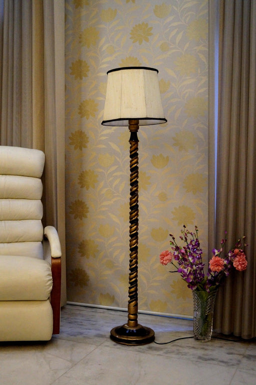Classic Floor Lamp Camel & Brown with (Bulb Not Included) - WoodenTwist