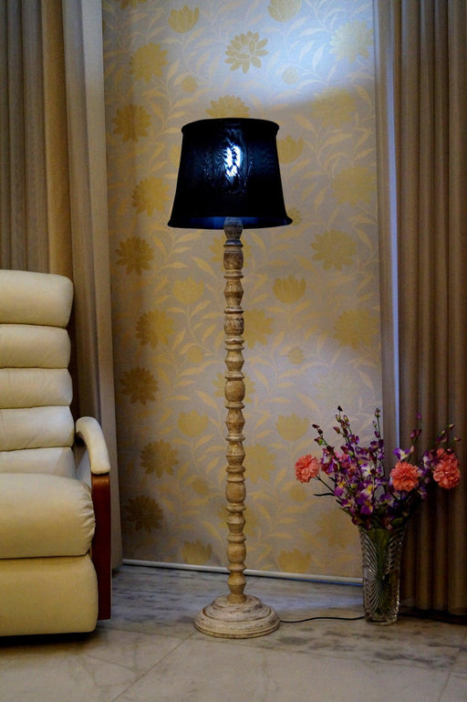 Classic Floor Lamp Black & Brown with (Bulb Not Included) - WoodenTwist