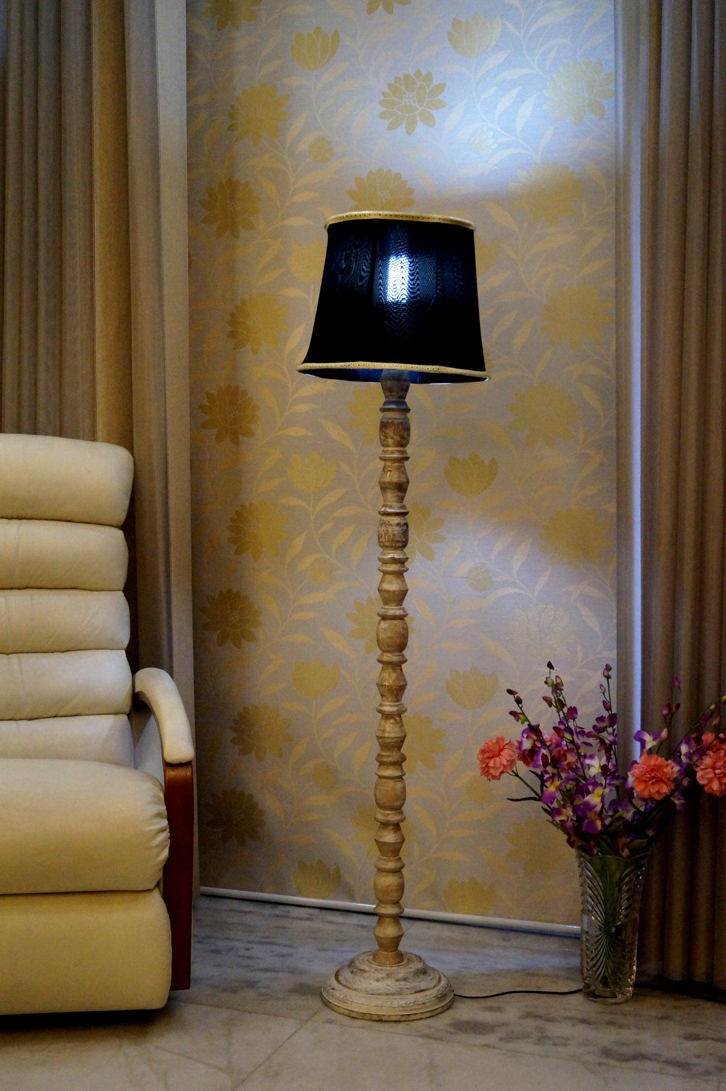 Classic Floor Lamp Black & Brown with (Bulb Not Included) - WoodenTwist