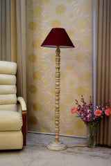 Classic Floor Lamp Maroon & Brown with Conical Shade (Bulb Not Included) - WoodenTwist