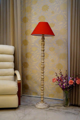 Classic Floor Lamp Red & Brown with Conical Shade (Bulb Not Included) - WoodenTwist