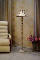 Classic Floor Lamp Camel & Brown with Conical Shade (Bulb Not Included) - WoodenTwist