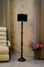 Floor Lamp Black & Brown with Drum Shade (Bulb Not Included) - WoodenTwist
