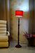 Floor Lamp Red & Brown with Drum Shade (Bulb Not Included) - WoodenTwist
