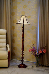 Floor Lamp Cream & Brown with Conical Shade (Bulb Not Included) - WoodenTwist