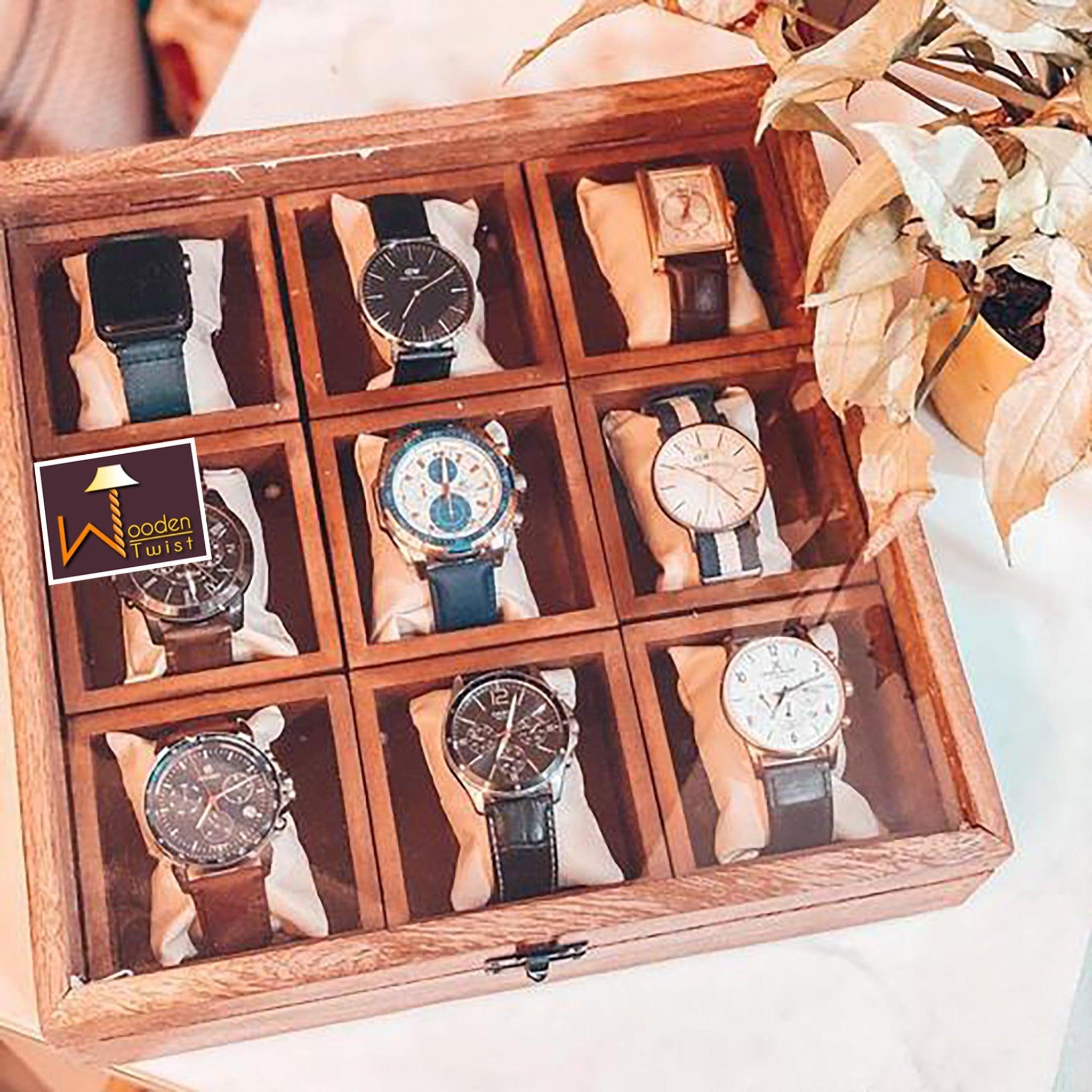 Buy Wood Watch Box With 9 Compartments Online Wooden Twist