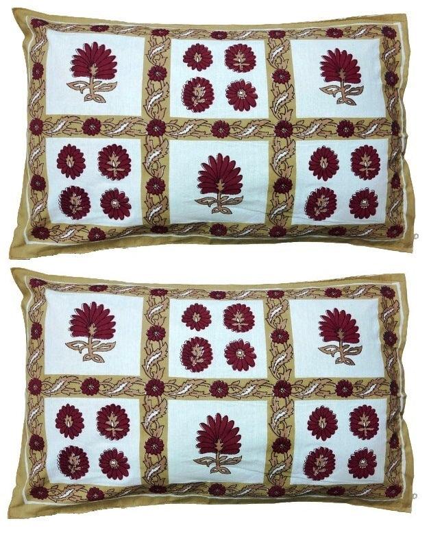 Rajasthani Traditional Jaipuri Cotton King Size Double Bed Sheet with Two Pillow Covers - WoodenTwist