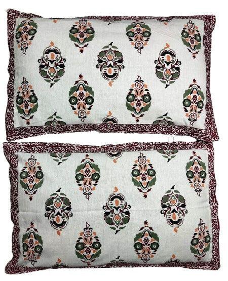 Rajasthani Traditional Jaipuri Cotton King Size Double Bed Sheet with Two Pillow Covers - WoodenTwist