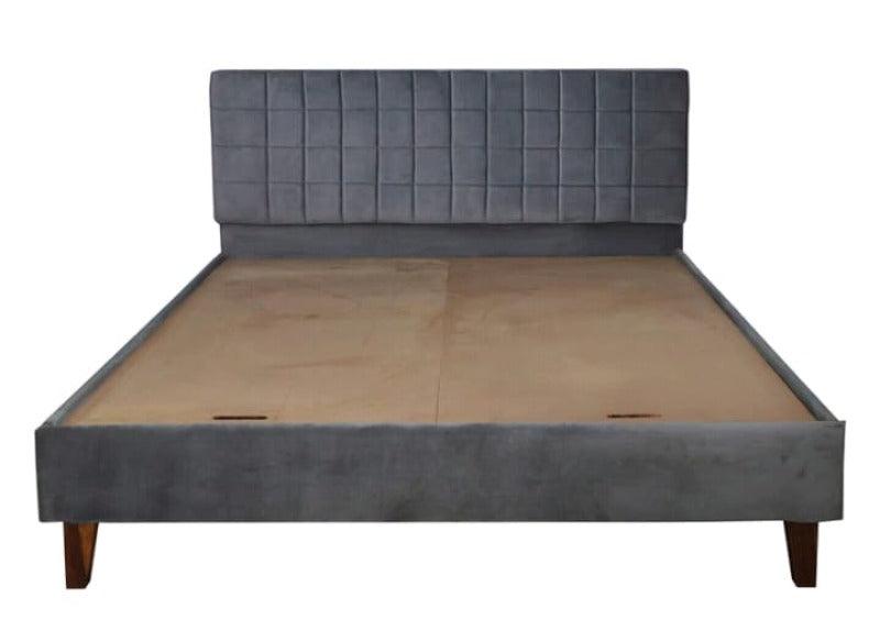 Austin Queen Bed with Upholstered Headboard in (Grey) - WoodenTwist