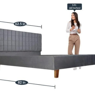 Austin Queen Bed with Upholstered Headboard in (Grey) - WoodenTwist