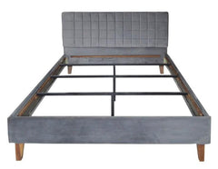 Austin Queen Bed with Upholstered Headboard in (Grey) - WoodenTwist