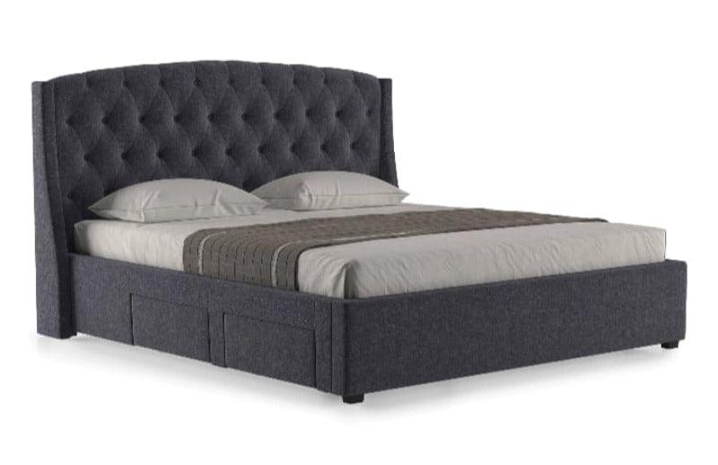 Aspen Upholstered Storage Bed (Grey King Bed Size) - WoodenTwist