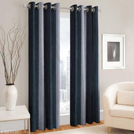 Polyester Long Crush Eyelet Punch Curtain (Pack of 2) - WoodenTwist