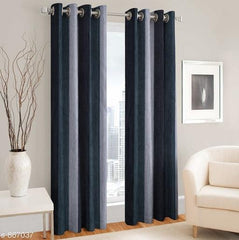 Polyester Long Crush Eyelet Punch Curtain (Pack of 2) - WoodenTwist