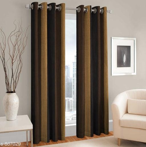 Polyester Long Crush Eyelet Punch Curtain (Pack of 2) - WoodenTwist