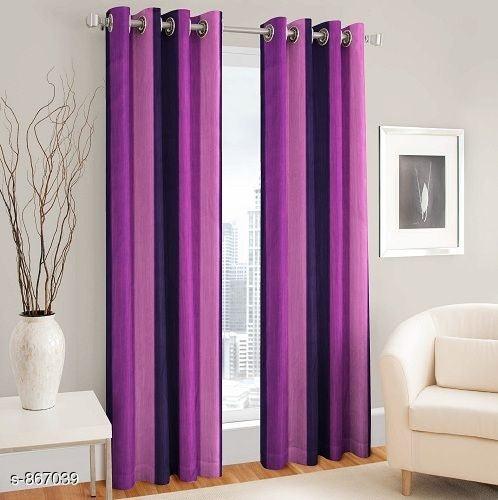 Polyester Long Crush Eyelet Punch Curtain (Pack of 2) - WoodenTwist