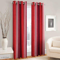 Polyester Long Crush Eyelet Punch Curtain (Pack of 2) - WoodenTwist