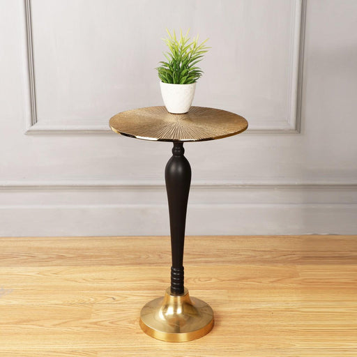 The Carla Side Table in Classical design in Raw Gold & Black Finish - WoodenTwist