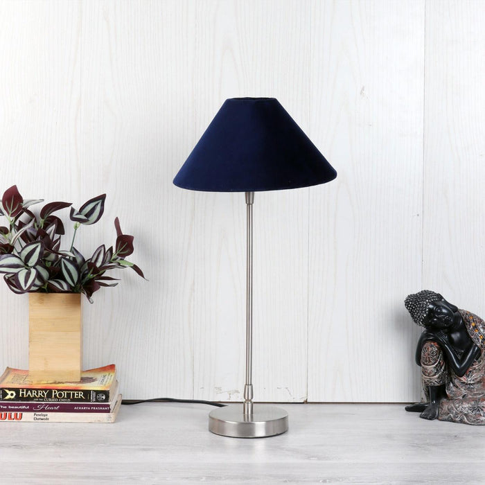 The "Small Silver MJ Lamp" with Blue velvet shade by Décor de Maison - WoodenTwist