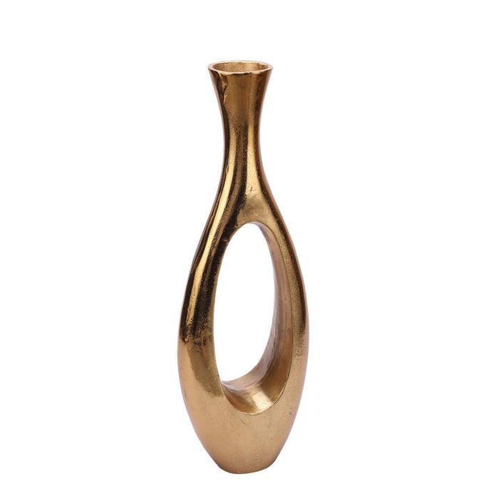 Oblong Vase in Raw Gold Finish Large Size - WoodenTwist