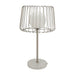 "Caged Orb" Silver Table Lamp with White Marble Base - WoodenTwist