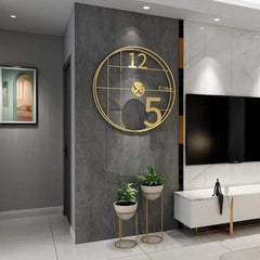 Golden Minimalist Wall Clock - WoodenTwist